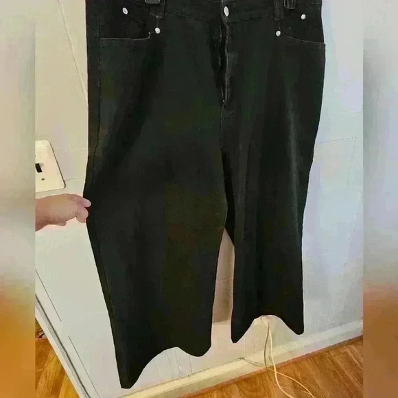 Cider Black Wide Leg High Rise Jeans Size 3X EUC - Picture 3 of 9